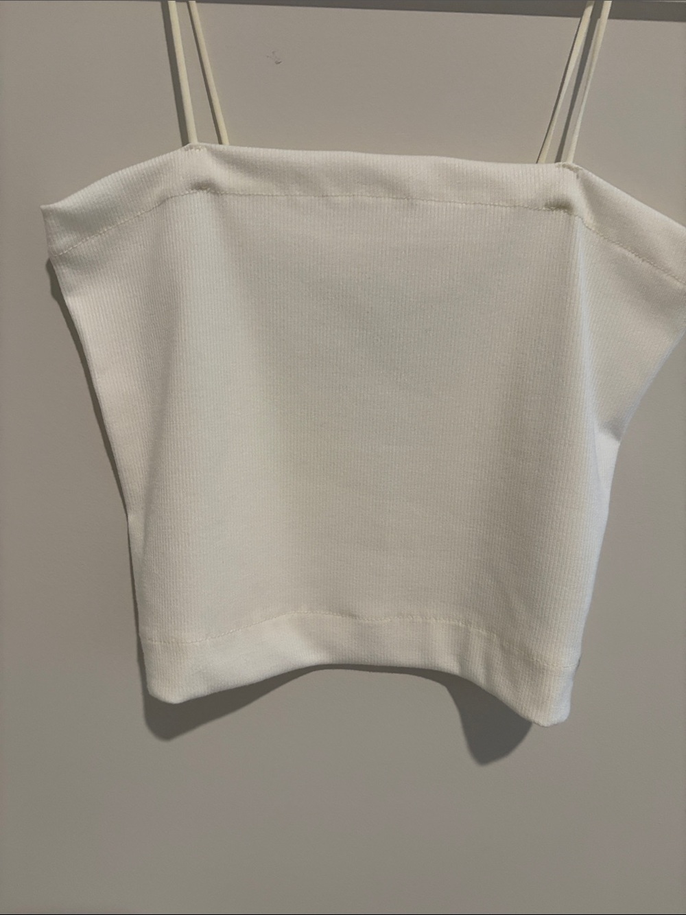 American Eagle Outfitters White Ribbed Square Cami